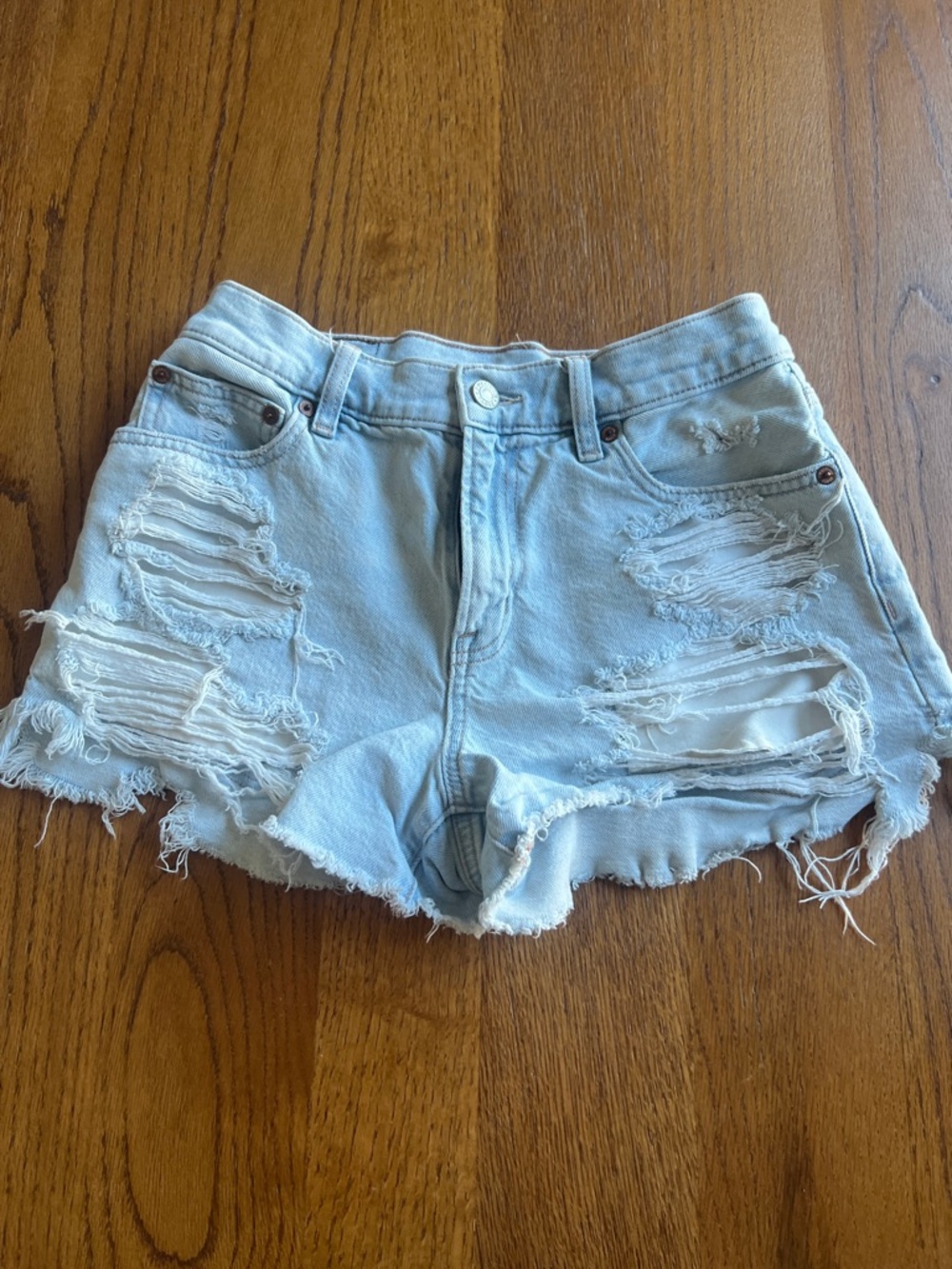 American Eagle Outfitters Light Blue Distressed Denim Cutoff Shorts